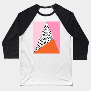 Pink and Orange Colour Block Geometric Baseball T-Shirt